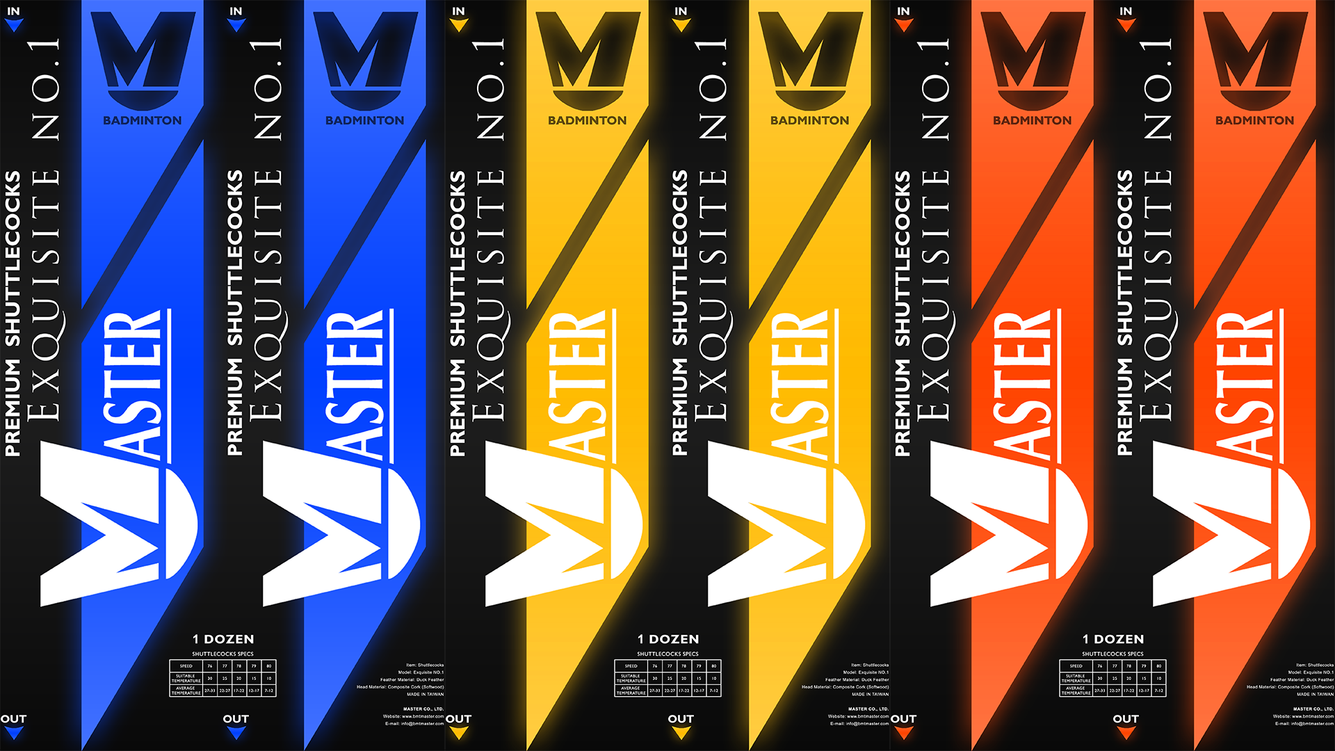 Figure 6: Lin, G. (November 2016). Different primary colors of the shuttlecock cover design. [Graphic]
