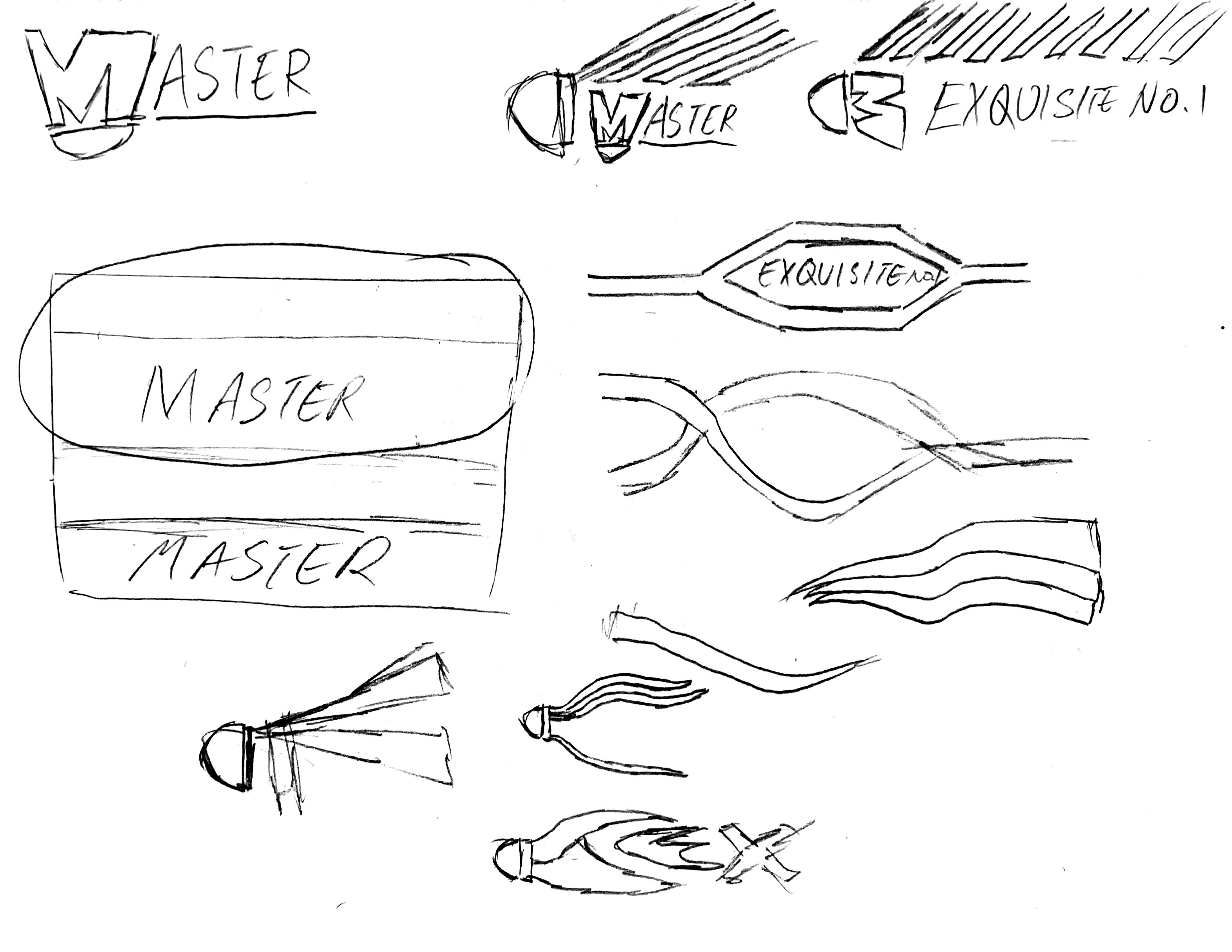Figure 3: Lin, G. (November 2016). Brainstorming individual graphic elements of the shuttlecock cover. [Sketches]
