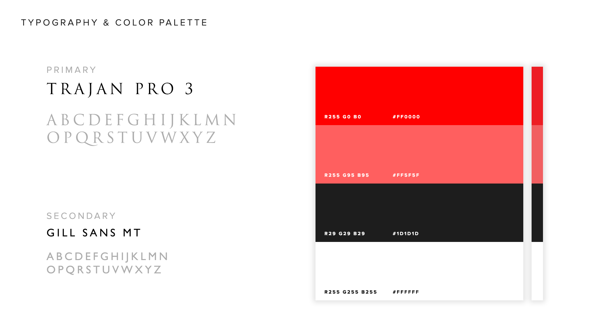 Figure 10: Lin, G. (November 2016). Typography and Color Palette of the first version of Exquisite No.3. [Graphic]